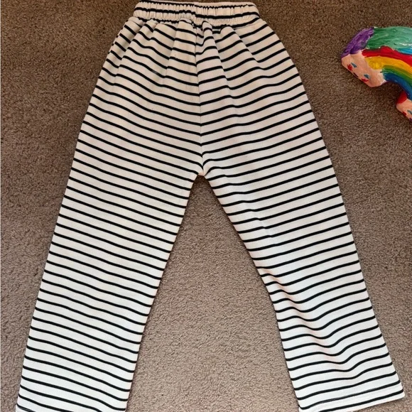Girls’ Black and White Striped Drawstring Pants – Size 5-6 Years - Picture 2 of 3